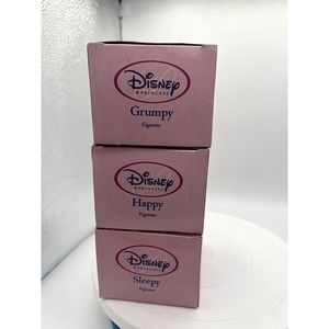 3 Vintage Enesco Disney Snow White & The Seven Dwarfs GRUMPY HAPPY SLEEPY NEW